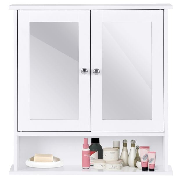Coast Badezimmerschrank mit Spiegel und Regal - 58,5 x 56,5 x 13,5 cm - Weiß