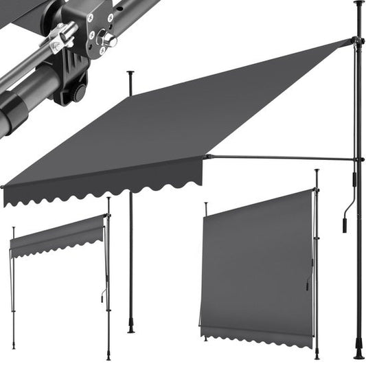 tectake - Klemmmarkise - Sonnenschirm - Markise - Verstellbar - 250 x 120 cm - schwarz grau