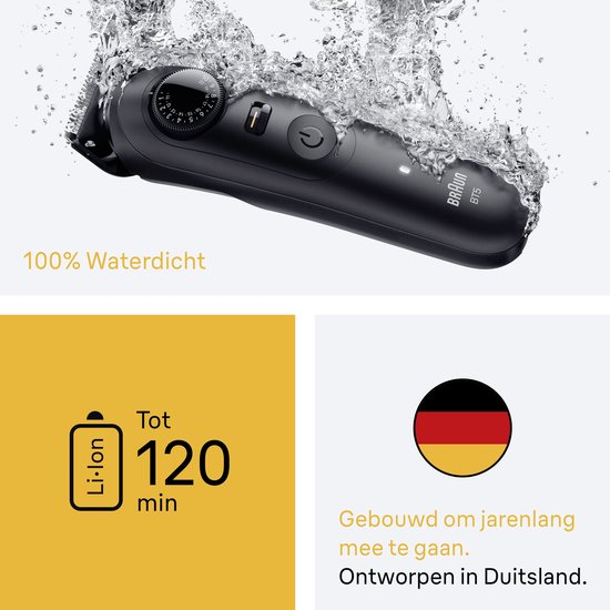 Braun Barttrimmer Series 5 BT5520 + 4 Aufsätze – 40 Schnittlängen – Scharfe Scherklinge – Schwarz