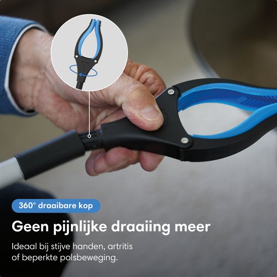 Safe Age® Greifer für Senioren – Müllgreifer – Extra lang 90 cm – Zusammenklappbar – mit um 360° drehbarem Kopf und Magnet