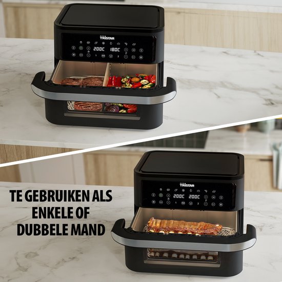 Tristar Airfryer FR-9432 – 10 l – Dual Zone Flex – Sichtfenster – 8 Vorprogramme – Snackverteiler – 2800 W