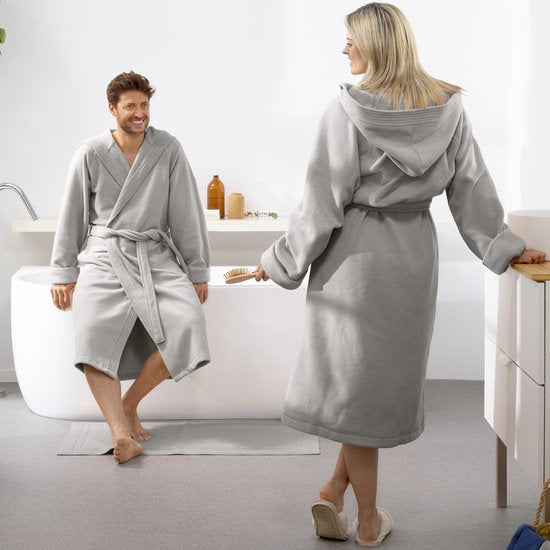 Moodit Bademantel Reese, Silber - S - Unisex - Baumwolle/Polyester