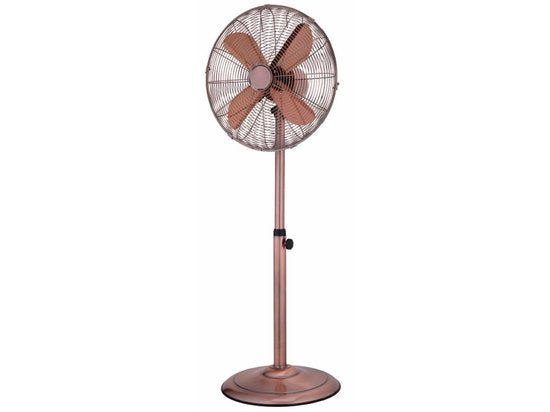 Tristar Retro Stativventilator 40 cm – 50 W – 3 Geschwindigkeitsstufen – 85° Schwenkbereich – Mit Höhenverstellung – Kupferfarben – VE-5971