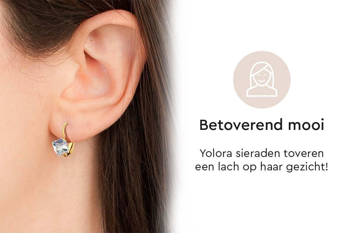 Yolora Damen Ohrringe mit Kalpa Camaka Kristallen - Gold - 18K Gelbgold plattiert