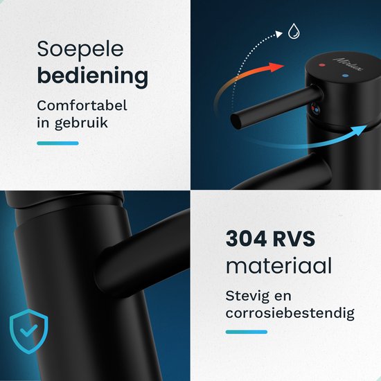 Mirlux Waschtischarmatur Schwarz - Waschtischmischer Bad - Waschtischarmatur - Waschtischarmatur/WC-Armatur - Wasserhahn - Kalt- und Warmwasserarmatur - Toilettenarmatur Kalt- und Warmwasser