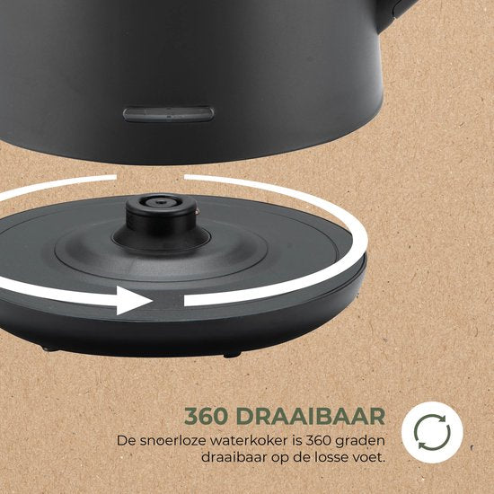 Bourgini Elements - Digitaler Wasserkocher - Schwarz - 1,7 Liter Fassungsvermögen - GRS-zertifizierte, recycelte Materialien