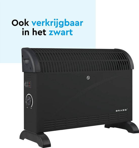 BRASQ Elektroherd mit Konvektor - Elektroherd - Kompakt und leise - Einstellbarer Thermostat 750/1250/2000 Watt - Heizung weiß - CH300