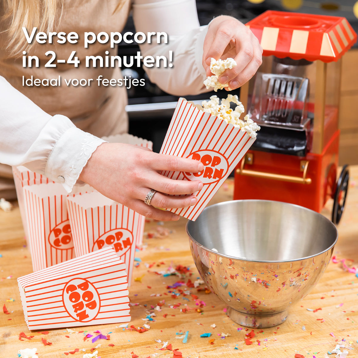 Gadgy Popcornmaschine - Klassische Popcornmaschine - Heißluft, fettfrei - 39 x 24 cm - 1200 Watt
