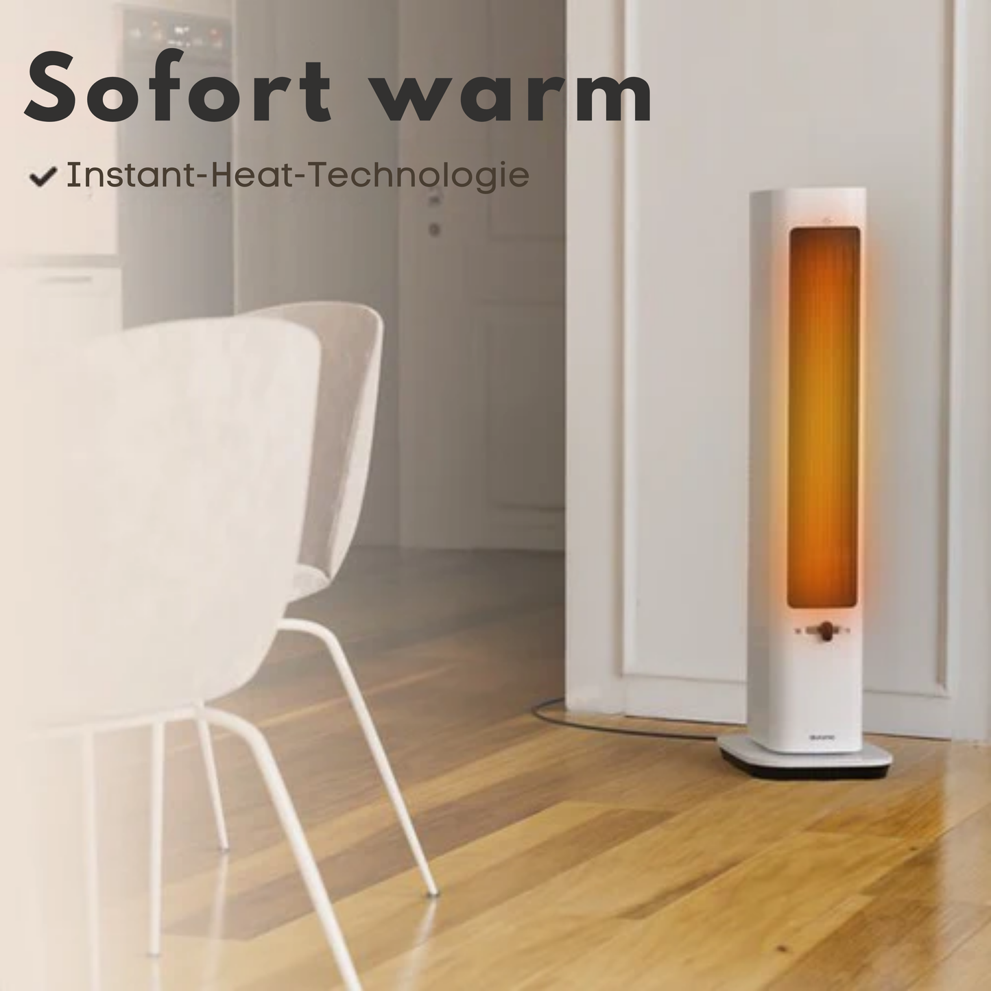 Auronic Turmheizlüfter - Keramik-Heizlüfter - Touchscreen & Fernbedienung - 2200W Heizleistung - Weiß