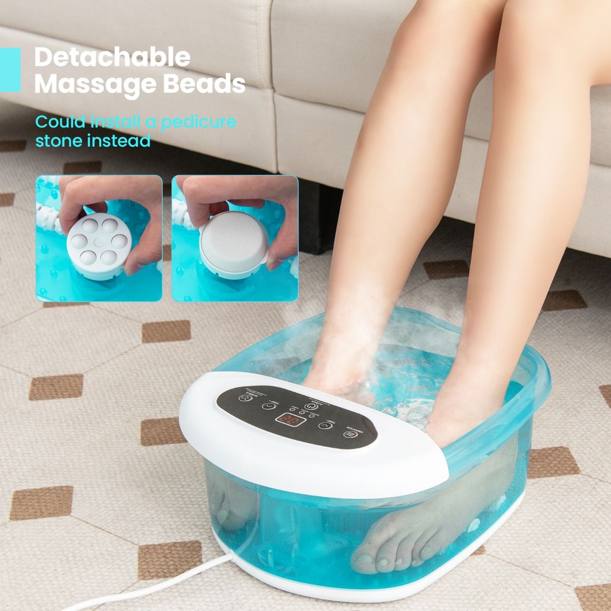 Coast Elektrisches Fußbad mit Massagefunktion - 500W - 33 x 39 x 18 cm - Blau