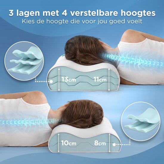 CozySense® Ergonomisches Kissen - Verstellbares Memory-Foam-Kissen - Memory-Foam-Schlafkissen - Seiten-, Rücken- und Bauchschläfer - 3-Schicht-System - Orthopädisch - Bambusbezug