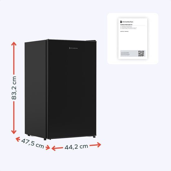 KitchenBrothers Kühlschrank - 92L - Tischmodell - Eisfach - Frigo - Freistehend - Schwarz