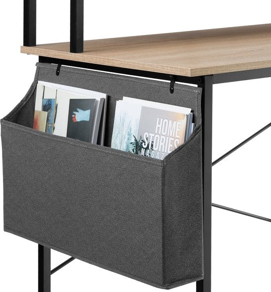 tectake - Everett Schreibtisch - 80 cm breit - Computertisch - mit Ablage und Organizer - hellbraun - 404663