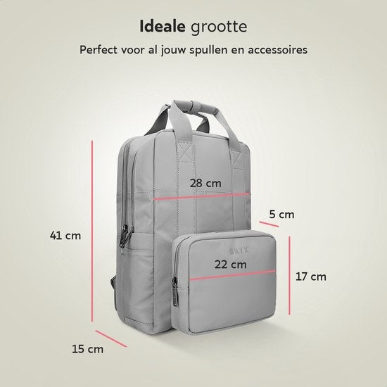 ONYX Rucksack 20L mit Laptop-Fach - Abnehmbare Organizer-Tasche - Damen und Herren - Laptop-Tasche - Schultasche - Rucksack - Grau