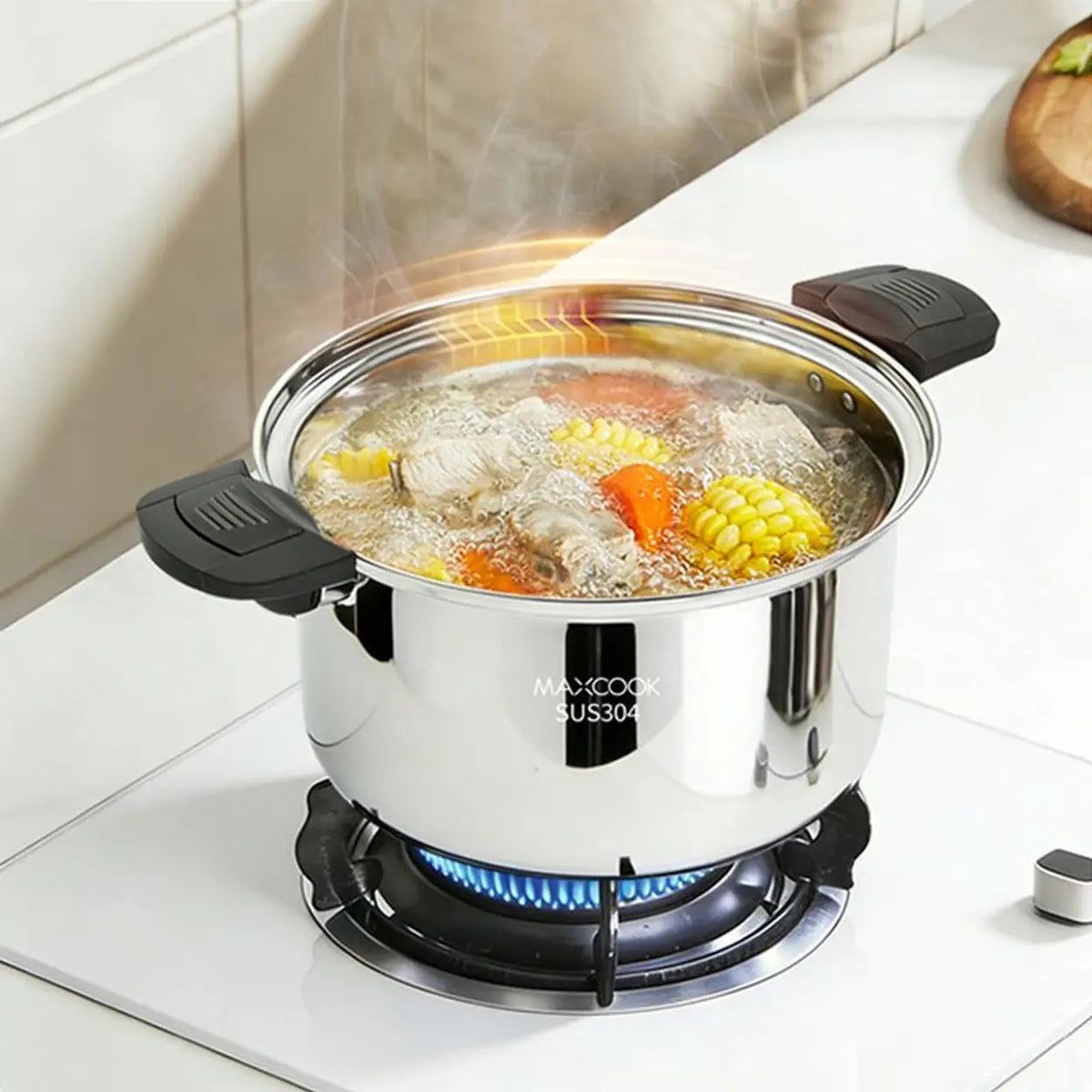 Maxcook Mikrodruck-Suppentopf mit Deckel – Edelstahl 304 – 24 cm – 6 l