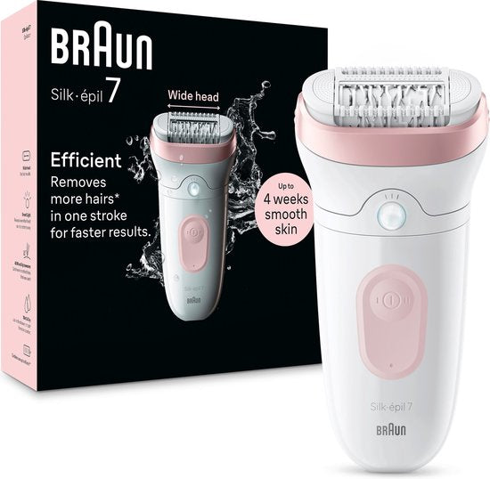 Braun Silk·épil 7 – Epilierer für einfache Haarentfernung – Lang anhaltend glatte Haut – 7-000 – Weiß/Flamingo