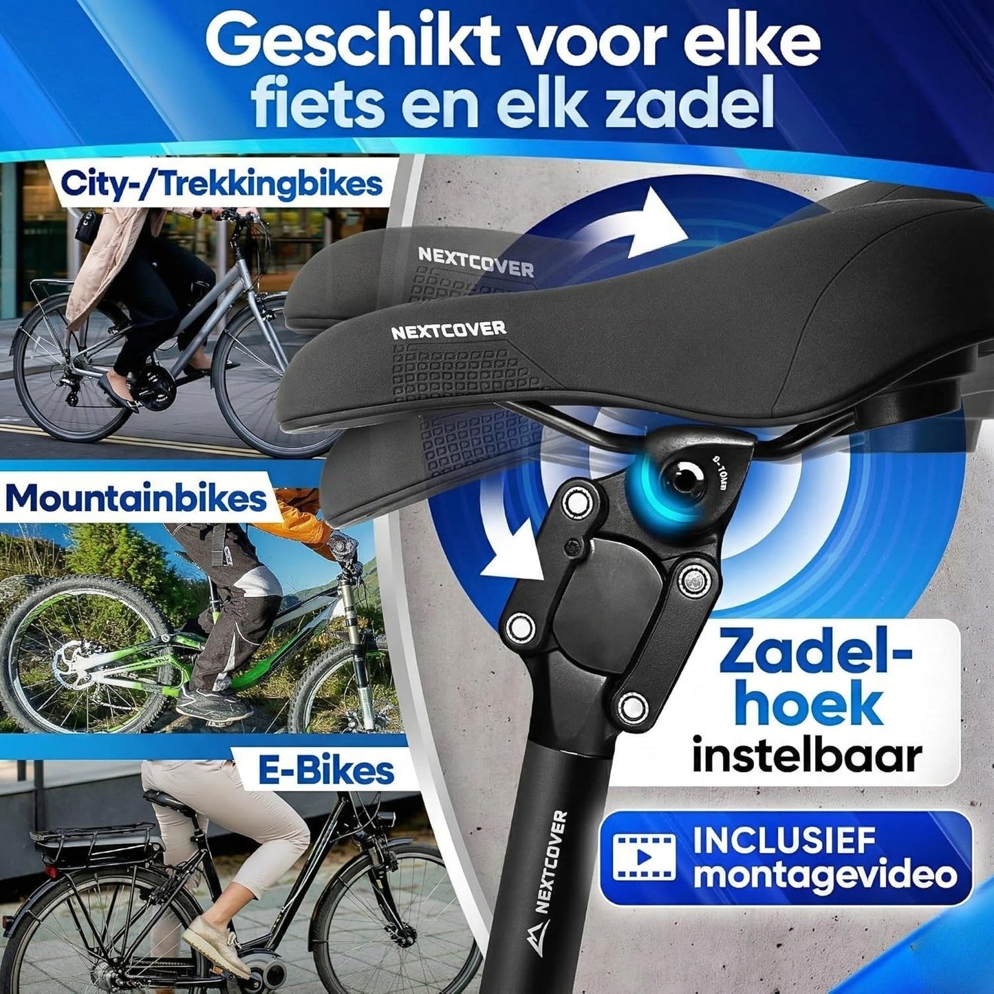 Nextcover Federnde Sattelstütze – Comfort-Spring – Einstellbare Federspannung – Für E-Bikes und Fahrräder