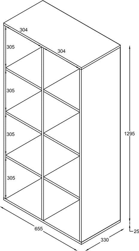 VDD - Bücherregal - Wandschrank - Aufbewahrungsschrank - Schwarz - 8 Fächer