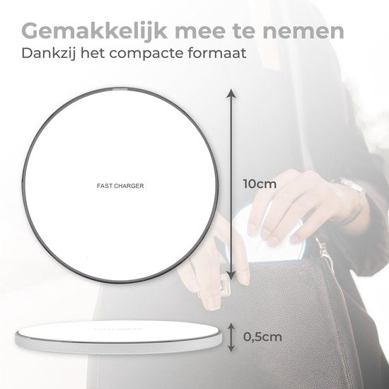 Nuvance - Wireless Charger 15W - Inklusive Kabel - Wireless Charger - Schnelles Ladegerät - Geeignet für alle Qi Smartphones - Weiß und Silber