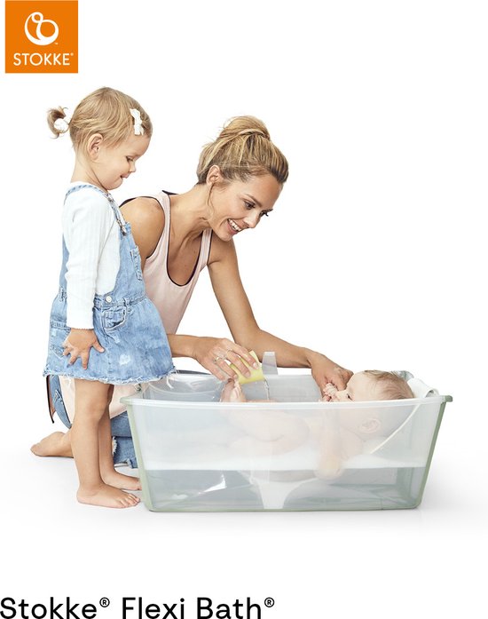 Stokke® Flexi Bath® X-Large-Set – Flexi Bath® XL + Newborn Support – Transparent grün