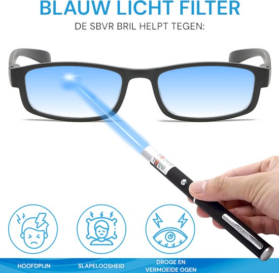 SBVR - Blaulichtbrille - Stärke +1 - Blaulichtbrille - Computerbrille - Bildschirmbrille - Unisex