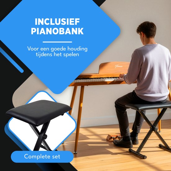 Finesse Digital Piano - 88 gewichtete Tasten - mit Pedalen & Hocker - Keyboard Piano - Electric Piano - Erwachsene & Kinder