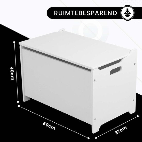 Oemmie Spielzeugbox - Aufbewahrungsbox - Aufbewahrungsbox - Aufbewahrungsbox - Aufbewahrungsbox Kinder - 60x40x37cm - Sicherheitsscharniere - Weiß