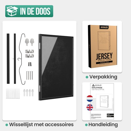 Avalo Bilderrahmen 80x60 cm Schwarz - Tiefer Bilderrahmen Boxrahmen - Geeignet für Fußballtrikot-Rahmen - Faltbar
