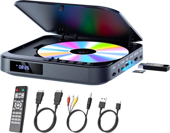 Urgoods - Mini-DVD-Player - mit HDMI - 1080P Full HD - Schwarz