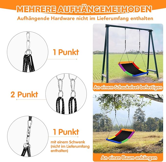 Coast Nest Skel Kinderschaukel für den Baum mit 100–160 cm verstellbarem Seil, farbig, 123 x 45 cm