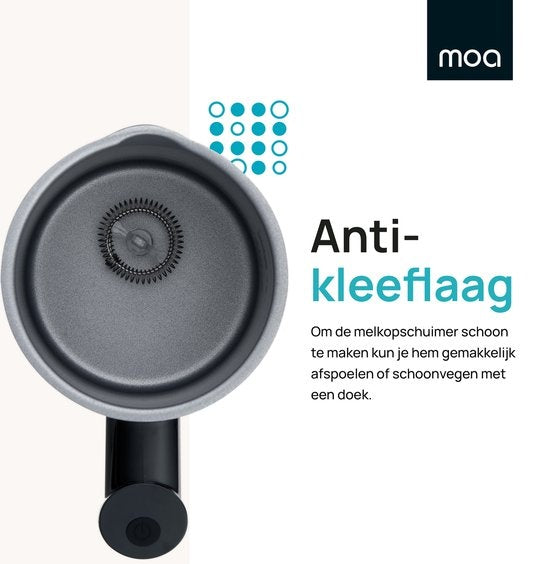 MOA Milchaufschäumer elektrisch - für Cappuccino und Latte - 3-in-1 - Schwarz - BPA-frei - MF1B