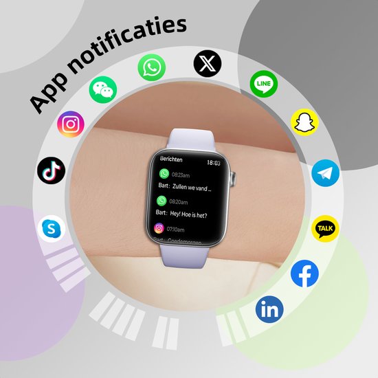 Maoo ProWatch AMOLED Smartwatch Damen und Herren - Milaneseband und 3 Silikonbänder - Schrittzähler - Herzfrequenzmesser - Blutdruckmesser - Schlafmonitor - Multisport - Geeignet für Android und iOS - Silber