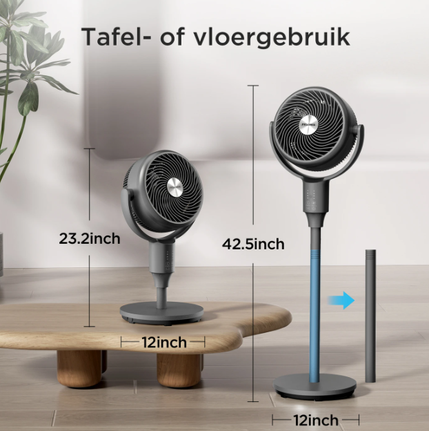 Pelonis Standventilator OmniFlow – 26 dB, extrem leise – höhenverstellbar von 59 bis 108 cm