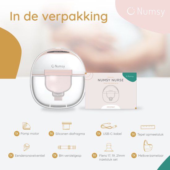 Numsy Elektrische kabellose Milchpumpe (einseitig) – Freihändig – BPA-frei – Einseitig