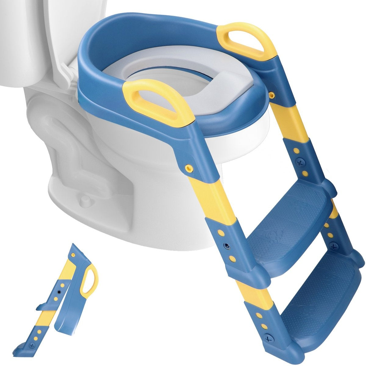 Macx & Macx Toilettenschublade mit Treppe - mit Griffen - faltbar - 2 bis 7 Jahre - blau