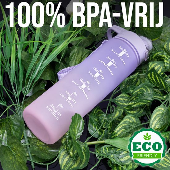 Hup. Motivation Drink Bottle - Wasserflasche 1 Liter - Trinkflasche mit Zeitmarkierung - Bequemer Trinkauslauf - Flasche 1L - BPA & Leak Free