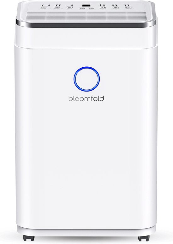 Bloomfold Luftentfeuchter - 20L pro Tag - inkl. Wasch-Trocken-Funktion - geeignet für Wohnzimmer, Schlafzimmer, Keller & Badezimmer - Luftentfeuchter - Weiß