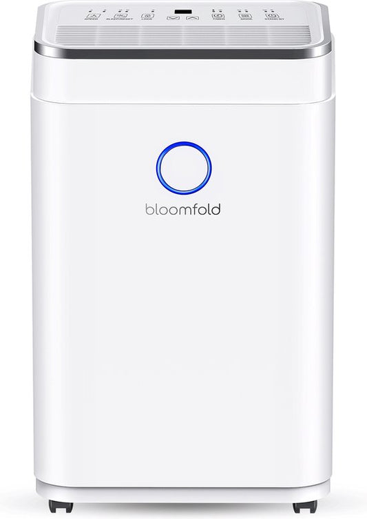 Bloomfold Luftentfeuchter - 20L pro Tag - inkl. Wasch-Trocken-Funktion - geeignet für Wohnzimmer, Schlafzimmer, Keller & Badezimmer - Luftentfeuchter - Weiß