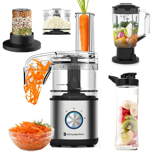 KitchenBrothers Küchenmaschine - 5-in-1 - Kompakte Küchenmaschine - Edelstahl