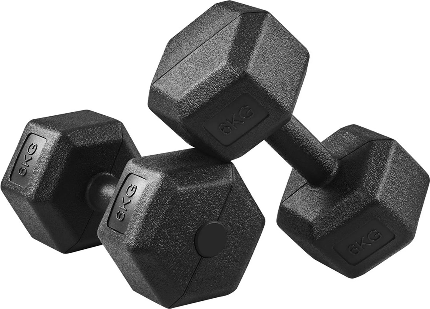 Yaheetech Hantelset 2 Stück - 12 kg - mit sechseckigem Anti-Roll-Design und bodenschonender Kunststoffbeschichtung und ergonomischem Griff - für Krafttraining und Cardio - schwarzer Beton und Metall - 31 x 15,5 x 14 cm