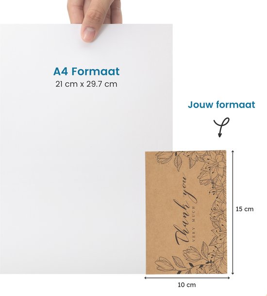 Partizzle 36x Kraft Dankeskarten Set - Dankeskarten - Grußkarten - Postkarten - Karten mit Umschlägen - 15x10 cm