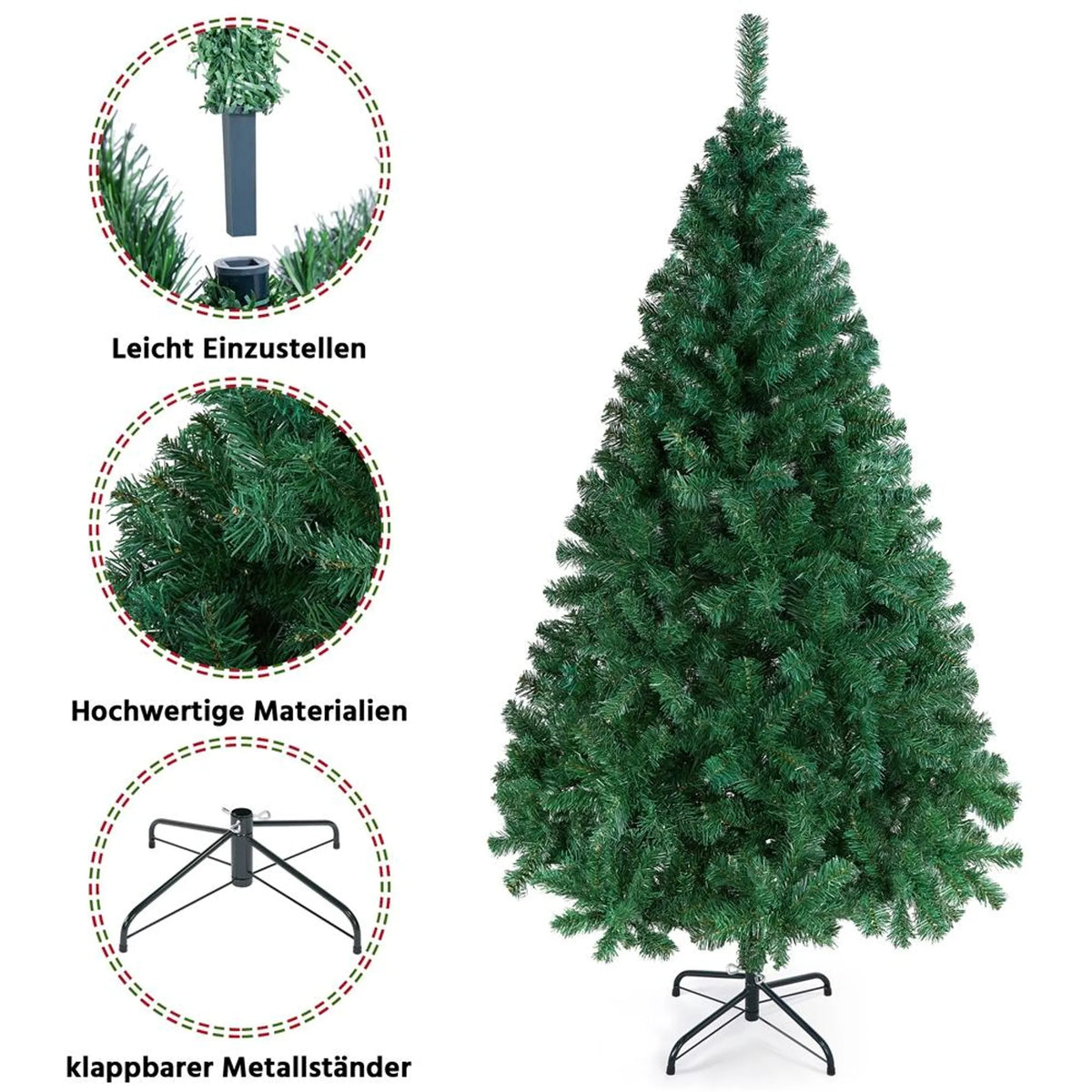 Yaheetech Kunstweihnachtsbaum – Grün – 110 x 183 cm – Zusammenklappbarer Metallständer