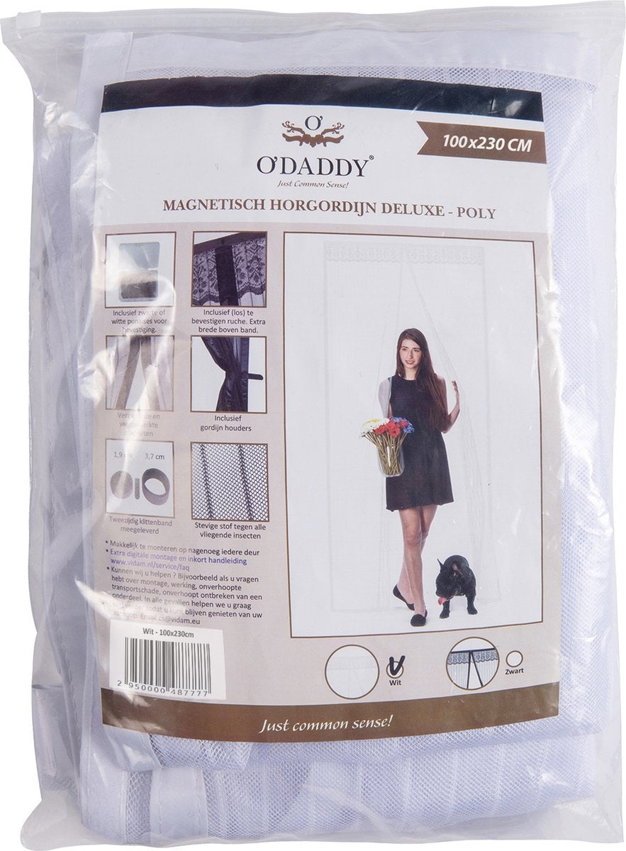 O'DADDYÂ¬Ã† Türvorhang - Fliegenvorhang - Magnetisch - Türgitter Deluxe 100 x 230 cm - Weiß Hor - Türvorhänge