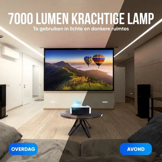 Strex Beamer - WiFi & Telefon-Streaming - 7000 Lumen - 22 x 16 x 8,7 cm - Schwarz