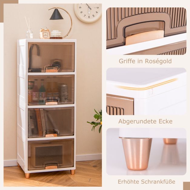 Coast Stapelbare Aufbewahrungsboxen mit Türen – 4-teiliges Set 150 l – 45 x 38 x 117 cm – Weiß