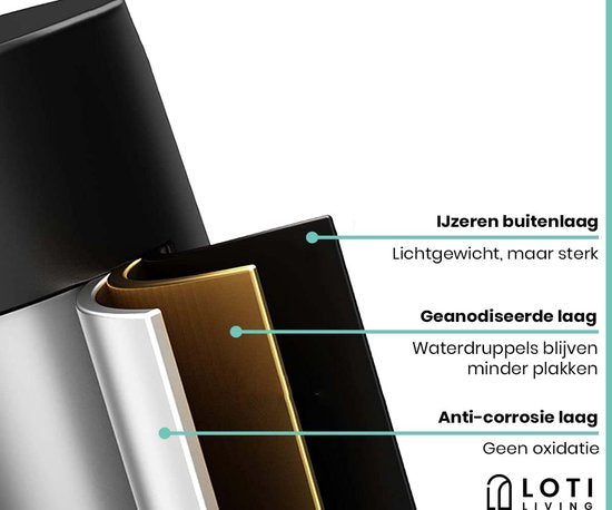 Loti Living Duschregal ohne Bohren - Eckform - 2 Stück - Duschregal zum Aufhängen - Duschregal ohne Bohren - Duschregale 2 Stück - Duschregal Schwarz - Duschregal an der Duschwand - Klebestreifen