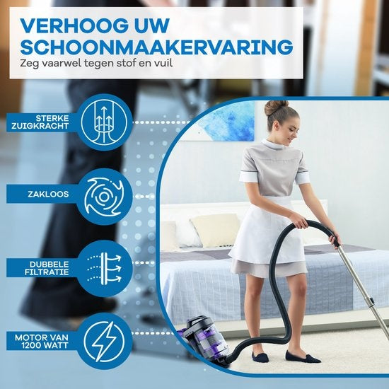 WITTS - Luxe Staubsauger - Beutellos - 30 kPa - Schwarz/Lila