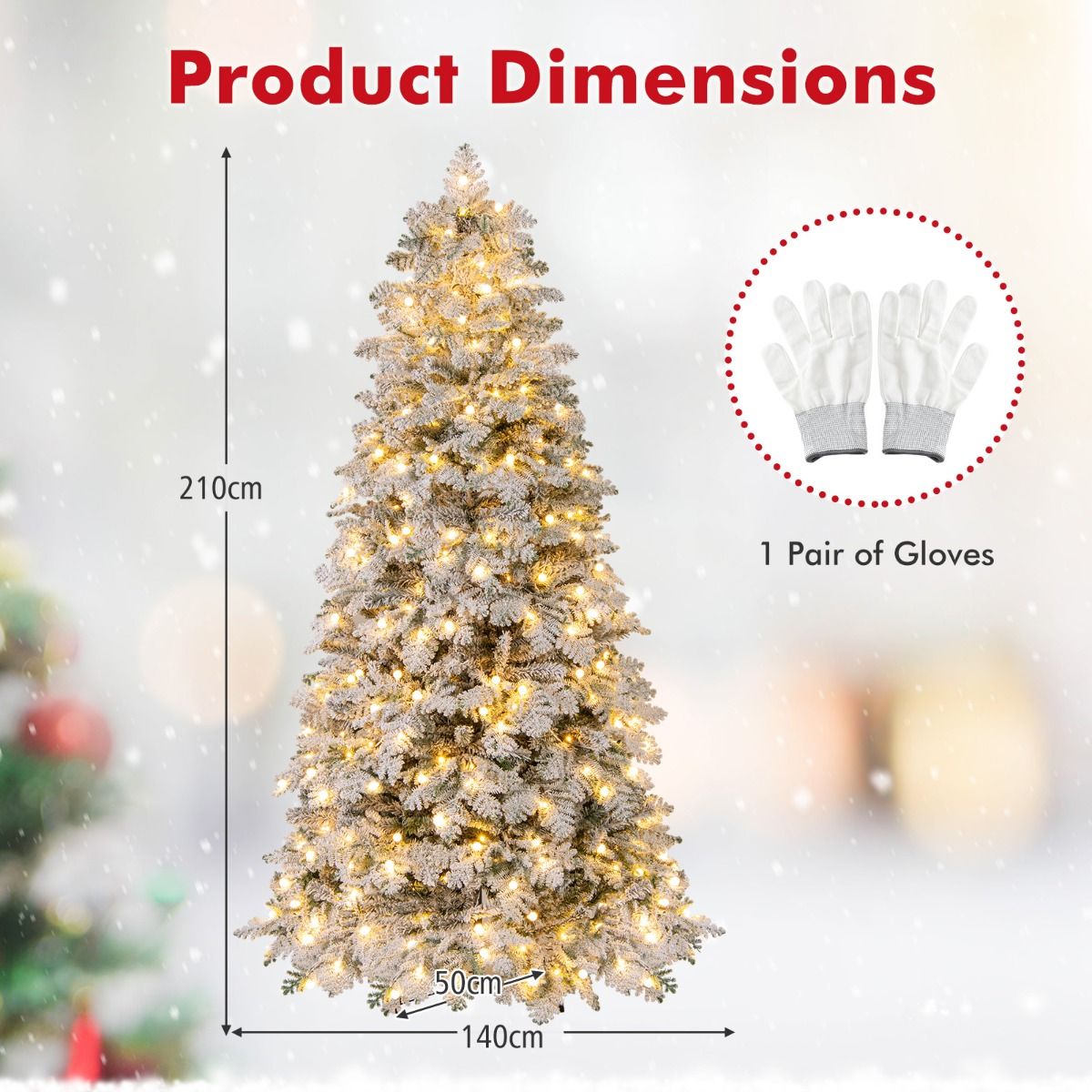 Coast Kunstweihnachtsbaum – verschneit – mit LED-Beleuchtung – 210 cm – grün und weiß