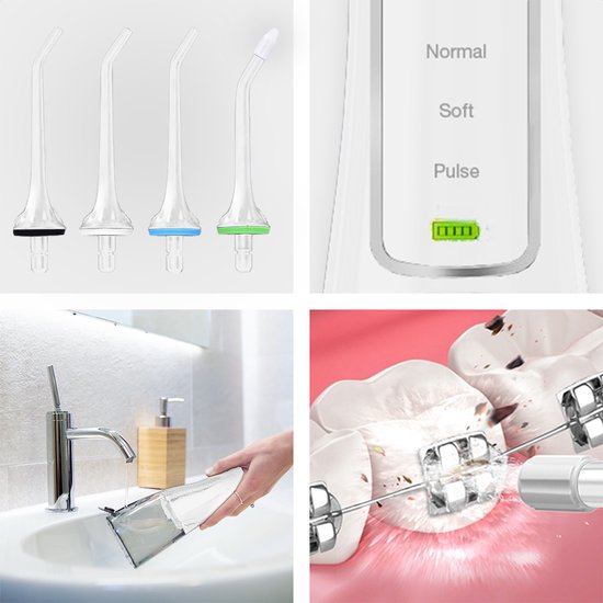 Auronic Water Flosser 300 ml - 4 Aufsätze - Weiß