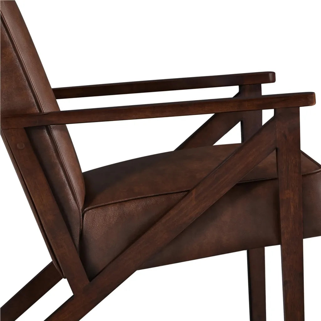 Yaheetech Vintage-Sessel aus Kunstleder mit Massivholzbeinen – Dunkelbraun – 78 x 67 x 79,5 cm